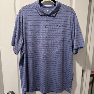 NIKE- XL- Golf Polo- Blue & White Stripe